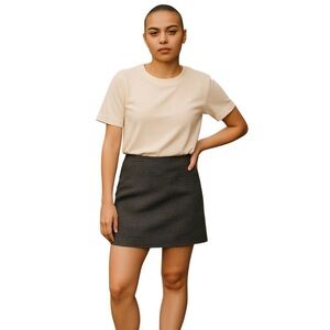 Gap wool mini skirt lined black and white checkered zipper closure size 4